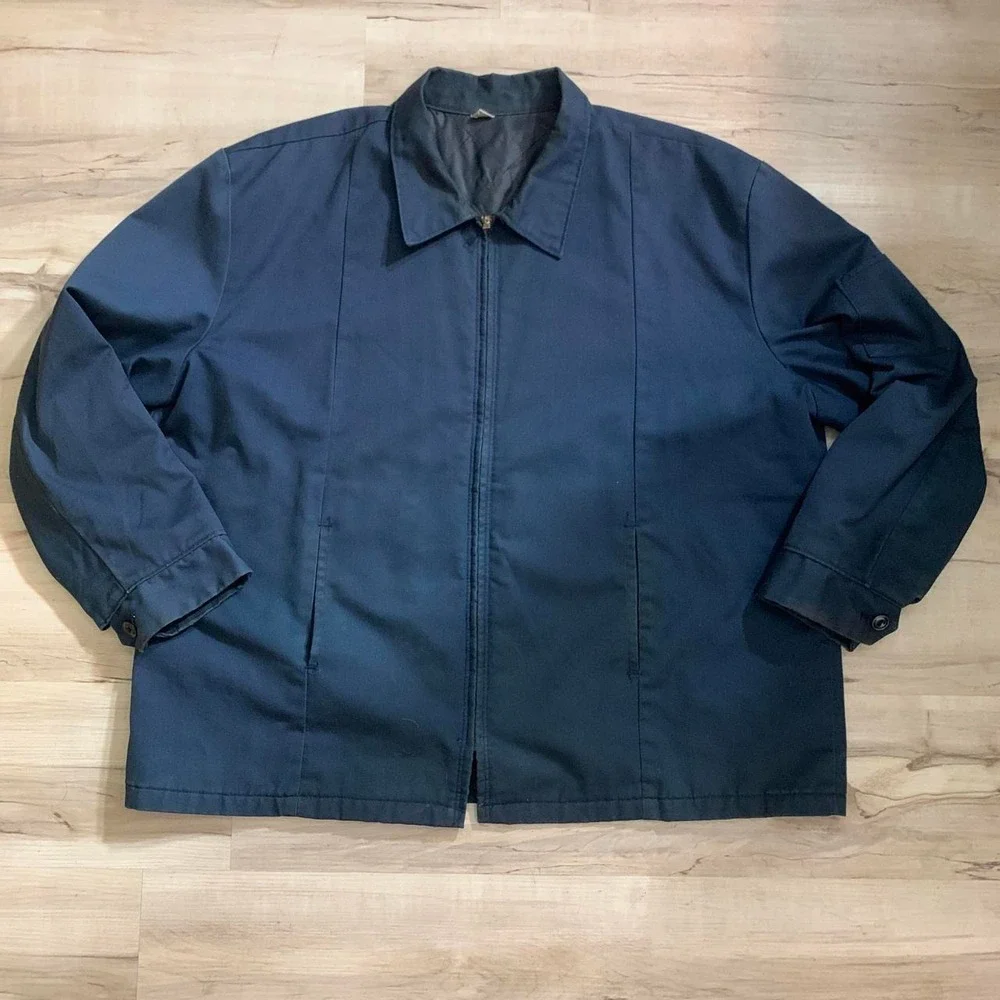 Vintage 1960s Navy Blue Machine Shop Jacket Quilted Workwear JT50NV XL